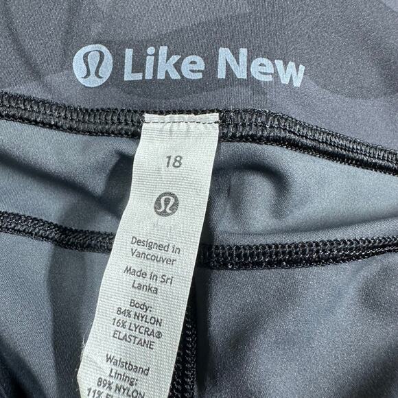 Lululemon Fast Free Tight II Non-Reflective Nulux Camo Deep Coal Women's 18 EUC - Picture 7 of 11